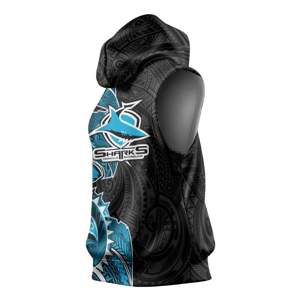 Cronulla Sharks Sleeveless Hoodie Polynesian Tribal Tattoo Pacific Sport Art