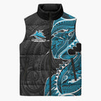 Cronulla Sharks Sleeveless Puffer Jacket Polynesian Tribal Tattoo Pacific Sport Art