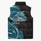 Cronulla Sharks Sleeveless Puffer Jacket Polynesian Tribal Tattoo Pacific Sport Art
