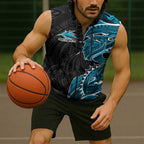 Cronulla Sharks Sleeveless Zip Hoodie Polynesian Tribal Tattoo Pacific Sport Art