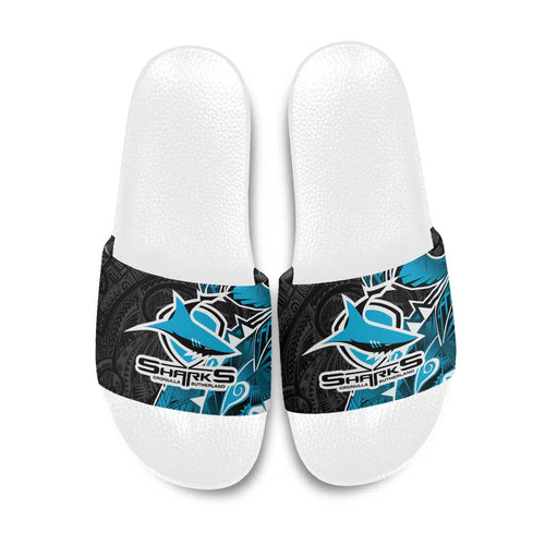 Cronulla Sharks Slide Sandals Polynesian Tribal Tattoo Pacific Sport Art