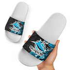 Cronulla Sharks Slide Sandals Polynesian Tribal Tattoo Pacific Sport Art