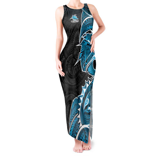 Cronulla Sharks Tank Maxi Dress Polynesian Tribal Tattoo Pacific Sport Art