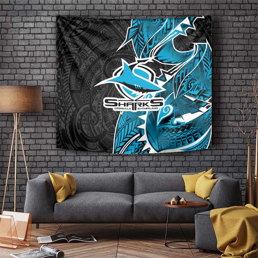 Cronulla Sharks Tapestry Polynesian Tribal Tattoo Pacific Sport Art