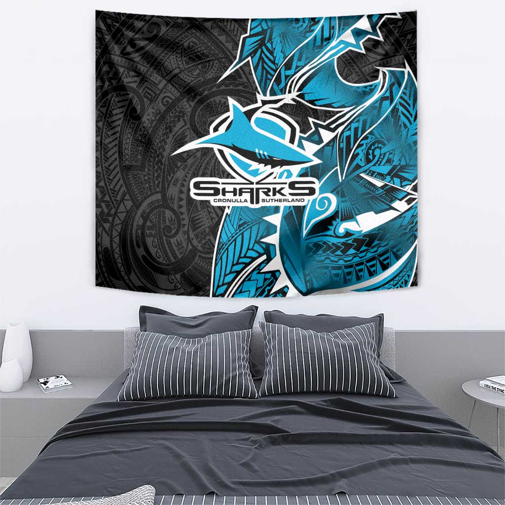 Cronulla Sharks Tapestry Polynesian Tribal Tattoo Pacific Sport Art