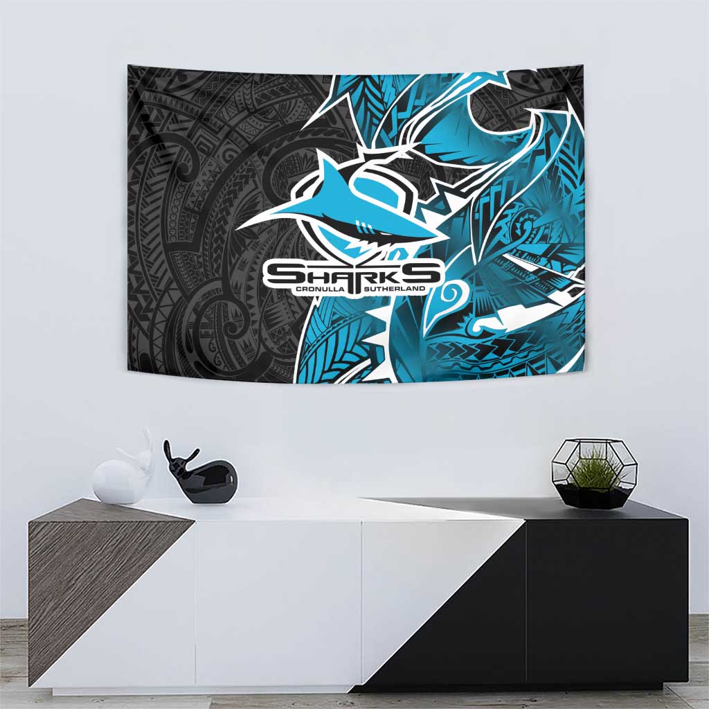 Cronulla Sharks Tapestry Polynesian Tribal Tattoo Pacific Sport Art