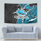 Cronulla Sharks Tapestry Polynesian Tribal Tattoo Pacific Sport Art