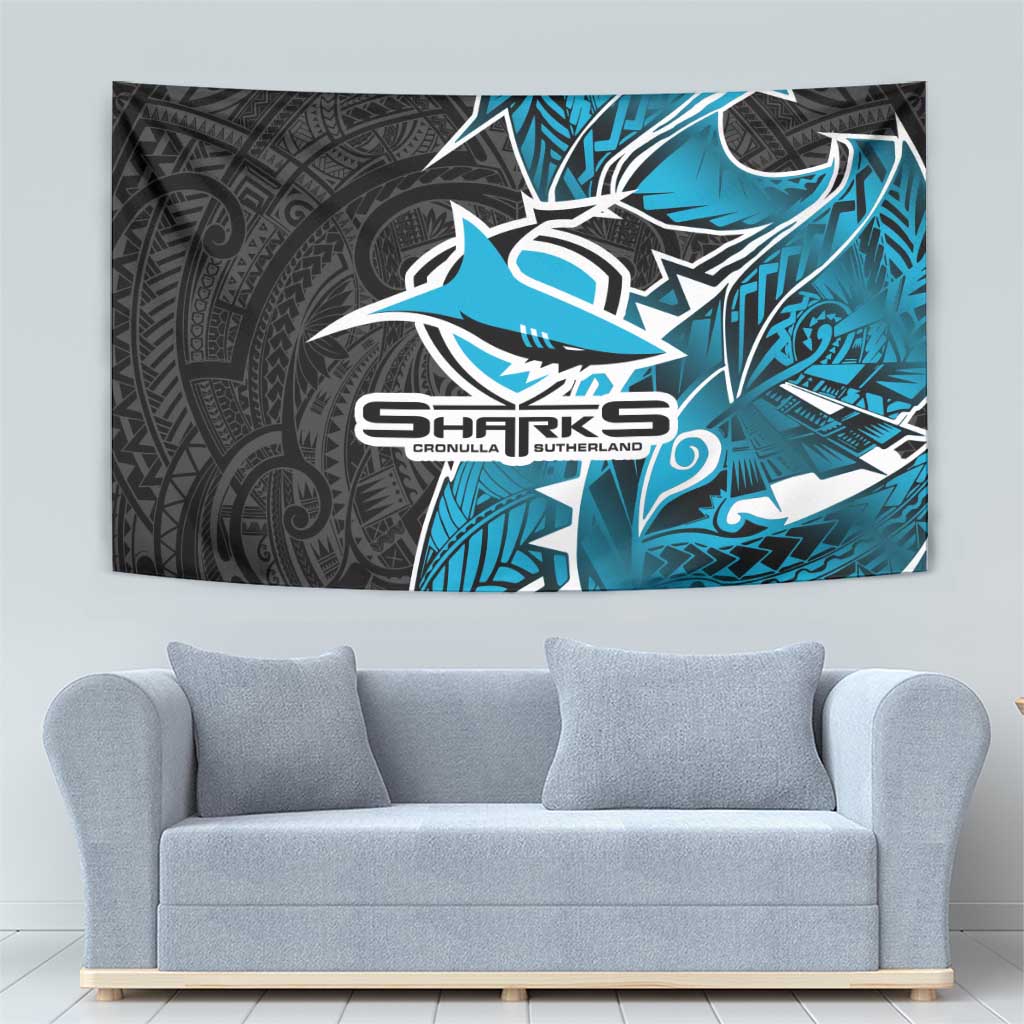 Cronulla Sharks Tapestry Polynesian Tribal Tattoo Pacific Sport Art