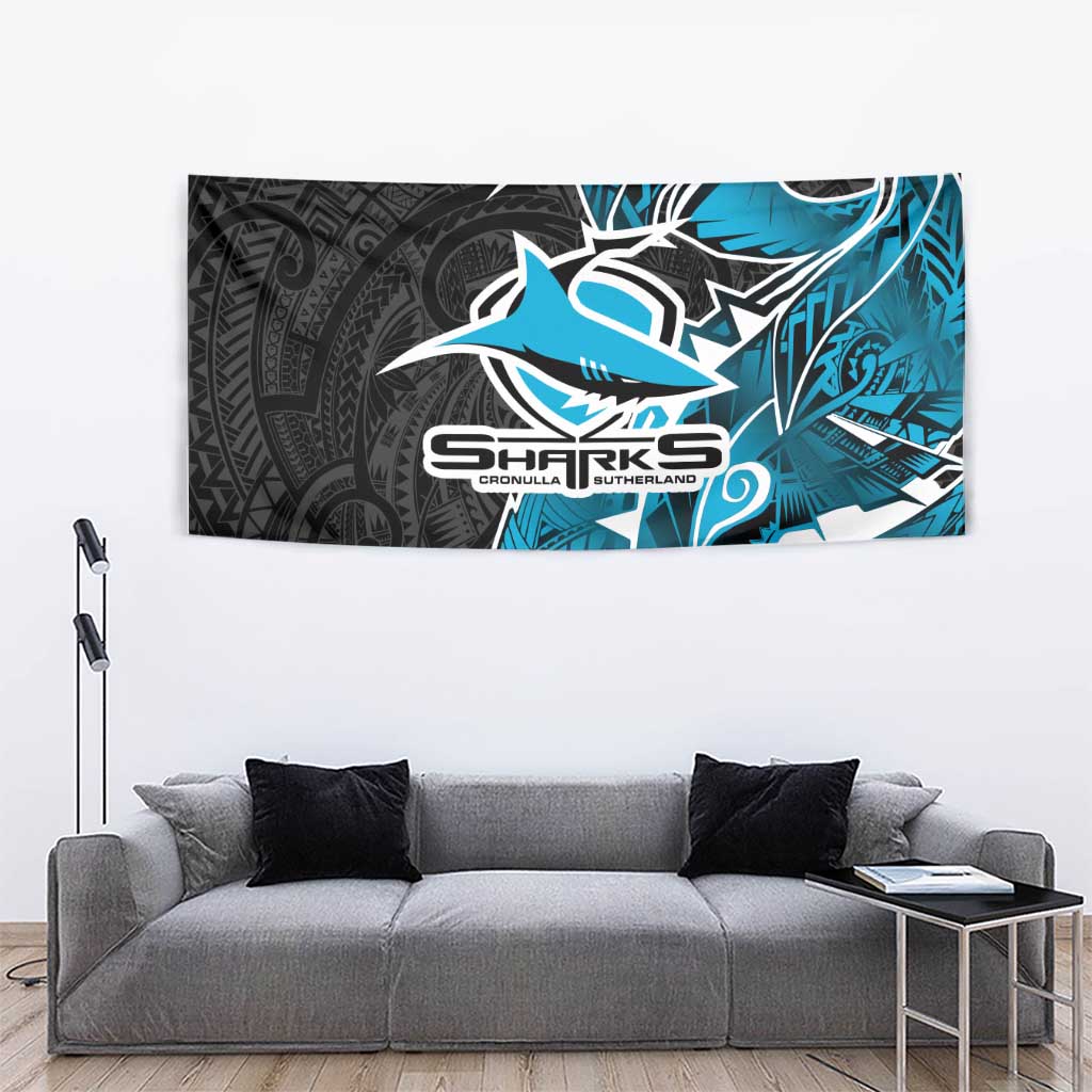 Cronulla Sharks Tapestry Polynesian Tribal Tattoo Pacific Sport Art