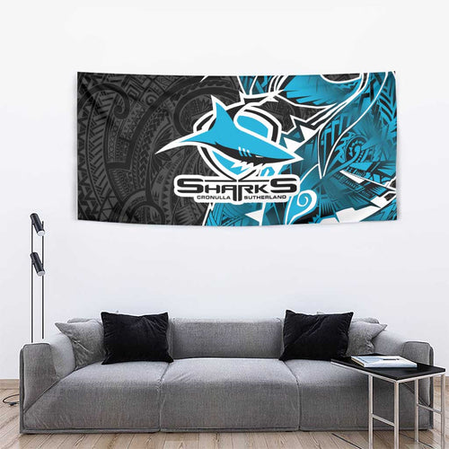 Cronulla Sharks Tapestry Polynesian Tribal Tattoo Pacific Sport Art