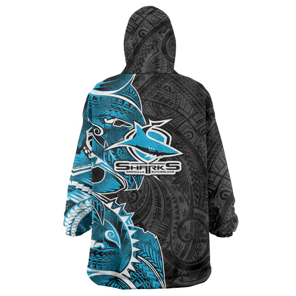 Cronulla Sharks Wearable Blanket Hoodie Polynesian Tribal Tattoo Pacific Sport Art