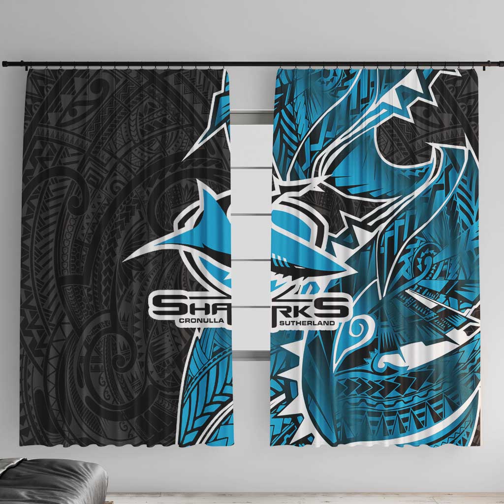 Cronulla Sharks Window Curtain Polynesian Tribal Tattoo Pacific Sport Art