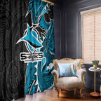 Cronulla Sharks Window Curtain Polynesian Tribal Tattoo Pacific Sport Art