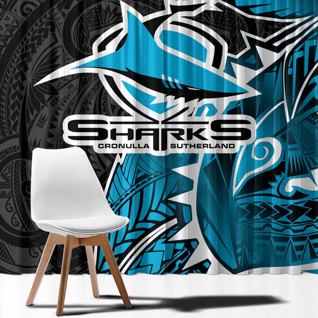 Cronulla Sharks Window Curtain Polynesian Tribal Tattoo Pacific Sport Art