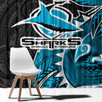 Cronulla Sharks Window Curtain Polynesian Tribal Tattoo Pacific Sport Art