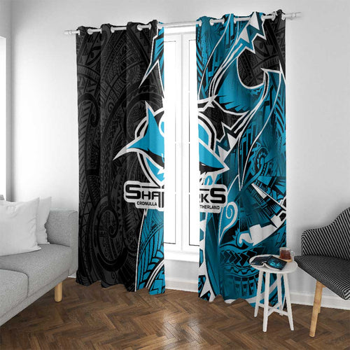 Cronulla Sharks Window Curtain Polynesian Tribal Tattoo Pacific Sport Art