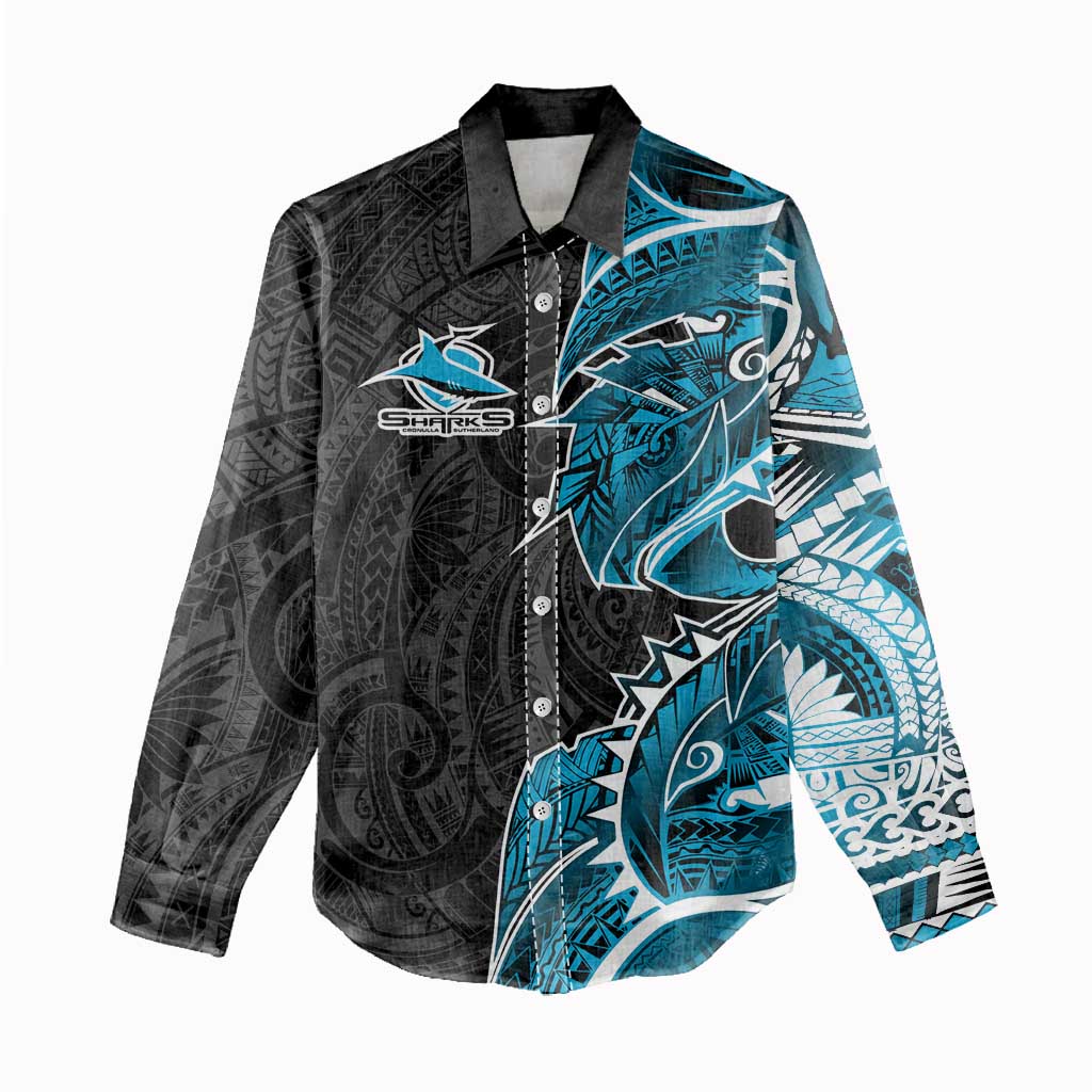 Cronulla Sharks Women Casual Shirt Polynesian Tribal Tattoo Pacific Sport Art