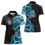 Cronulla Sharks Women Polo Shirt Polynesian Tribal Tattoo Pacific Sport Art