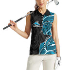 Cronulla Sharks Women Sleeveless Polo Shirt Polynesian Tribal Tattoo Pacific Sport Art