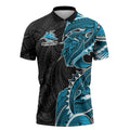 Cronulla Sharks Zipper Polo Shirt Polynesian Tribal Tattoo Pacific Sport Art