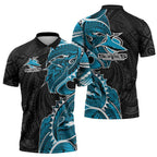 Cronulla Sharks Zipper Polo Shirt Polynesian Tribal Tattoo Pacific Sport Art