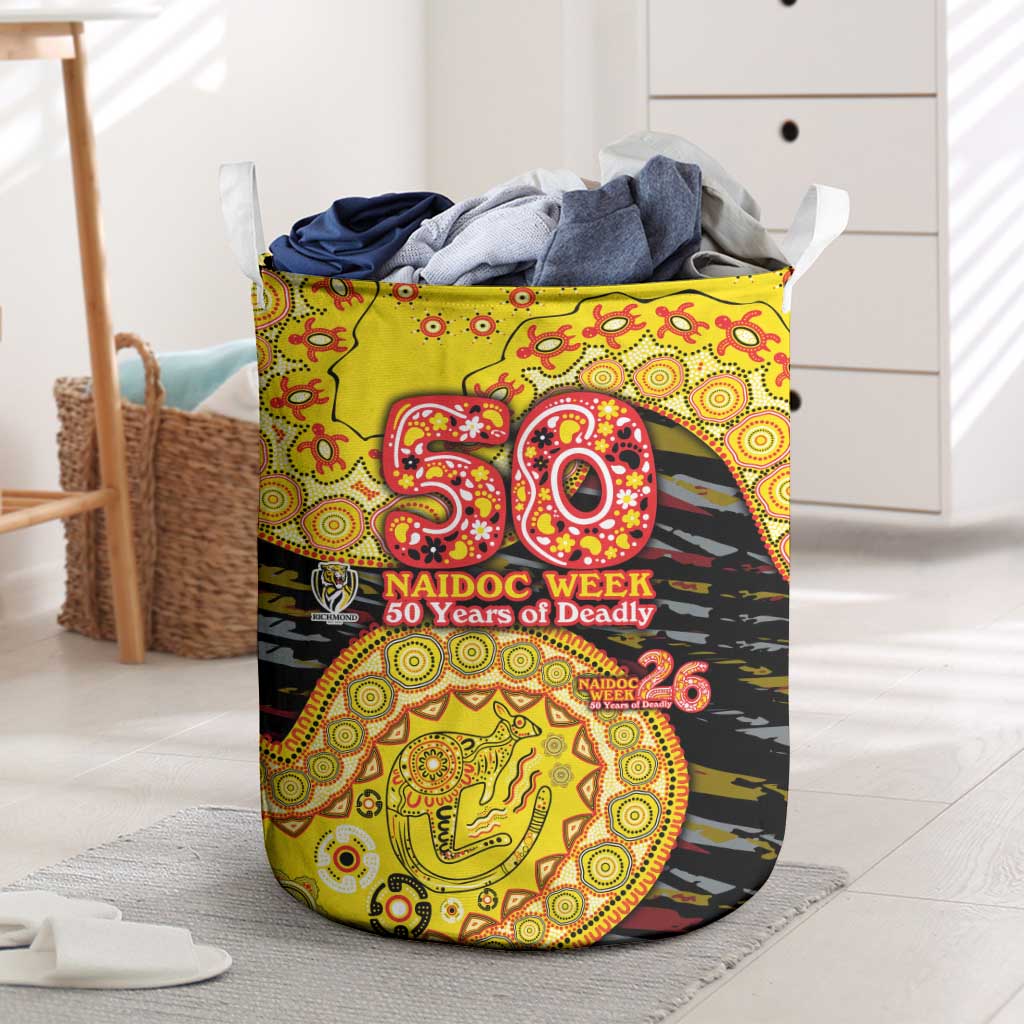 Richmond Tigers NAIDOC Week 2026 Laundry Basket Australian Aboriginal Dot Art Dreamtime Pattern Style