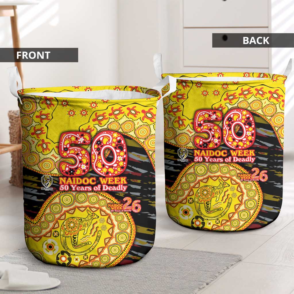 Richmond Tigers NAIDOC Week 2026 Laundry Basket Australian Aboriginal Dot Art Dreamtime Pattern Style