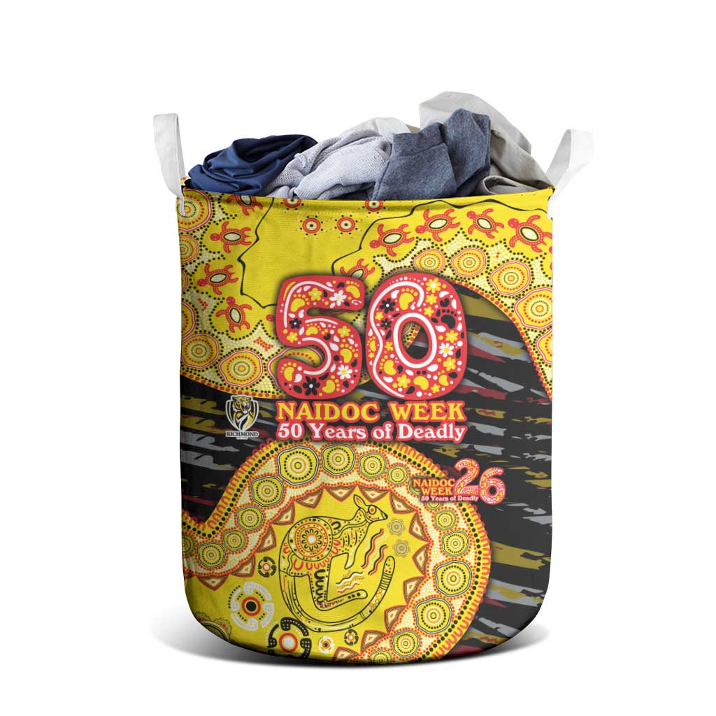 Richmond Tigers NAIDOC Week 2026 Laundry Basket Australian Aboriginal Dot Art Dreamtime Pattern Style