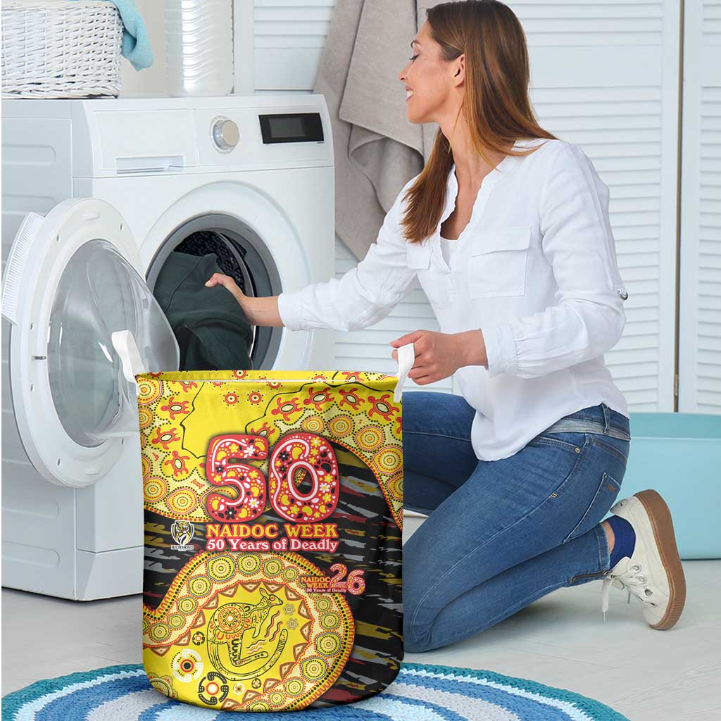 Richmond Tigers NAIDOC Week 2026 Laundry Basket Australian Aboriginal Dot Art Dreamtime Pattern Style