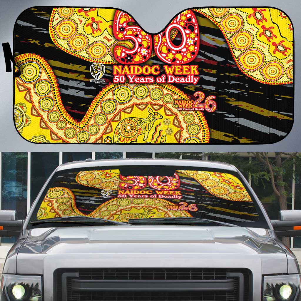 Richmond Tigers NAIDOC Week 2026 Auto Sun Shade Australian Aboriginal Dot Art Dreamtime Pattern Style