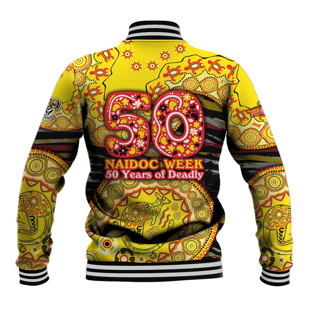 Richmond Tigers NAIDOC Week 2026 Baseball Jacket Australian Aboriginal Dot Art Dreamtime Pattern Style