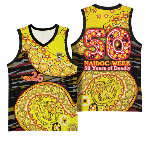 Richmond Tigers NAIDOC Week 2026 Basketball Jersey Australian Aboriginal Dot Art Dreamtime Pattern Style