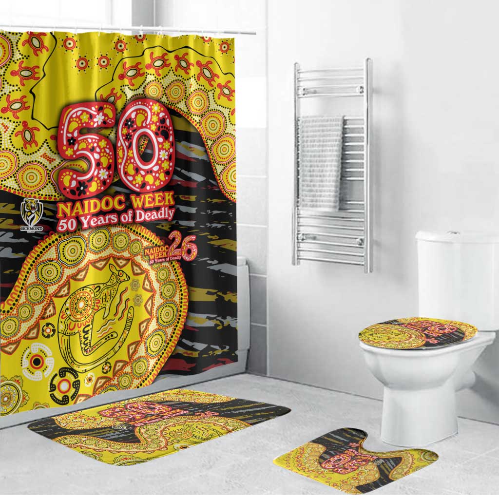 Richmond Tigers NAIDOC Week 2026 Bathroom Set Australian Aboriginal Dot Art Dreamtime Pattern Style