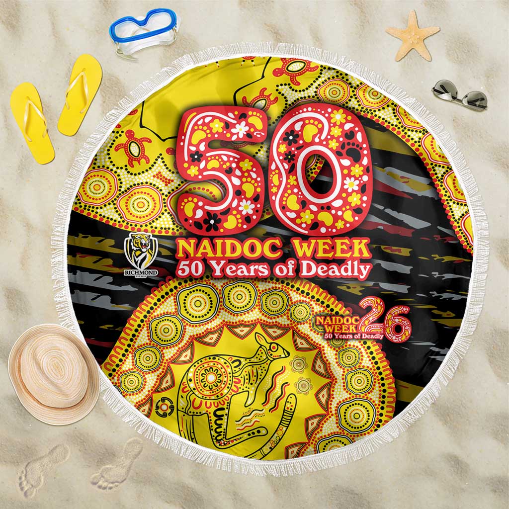 Richmond Tigers NAIDOC Week 2026 Beach Blanket Australian Aboriginal Dot Art Dreamtime Pattern Style