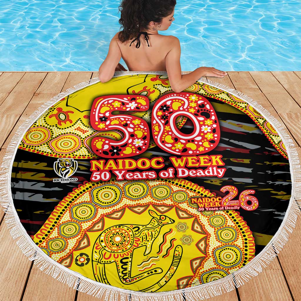 Richmond Tigers NAIDOC Week 2026 Beach Blanket Australian Aboriginal Dot Art Dreamtime Pattern Style