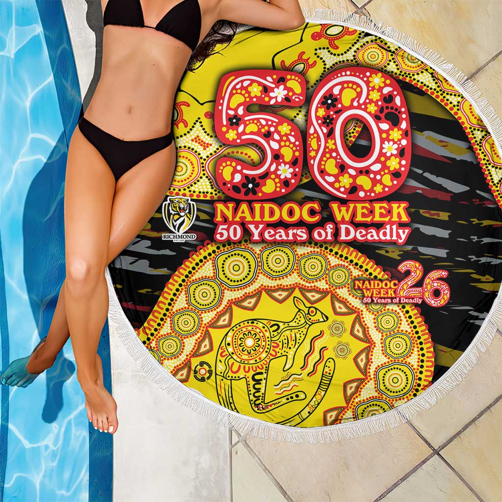 Richmond Tigers NAIDOC Week 2026 Beach Blanket Australian Aboriginal Dot Art Dreamtime Pattern Style