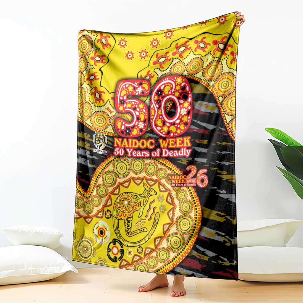 Richmond Tigers NAIDOC Week 2026 Blanket Australian Aboriginal Dot Art Dreamtime Pattern Style