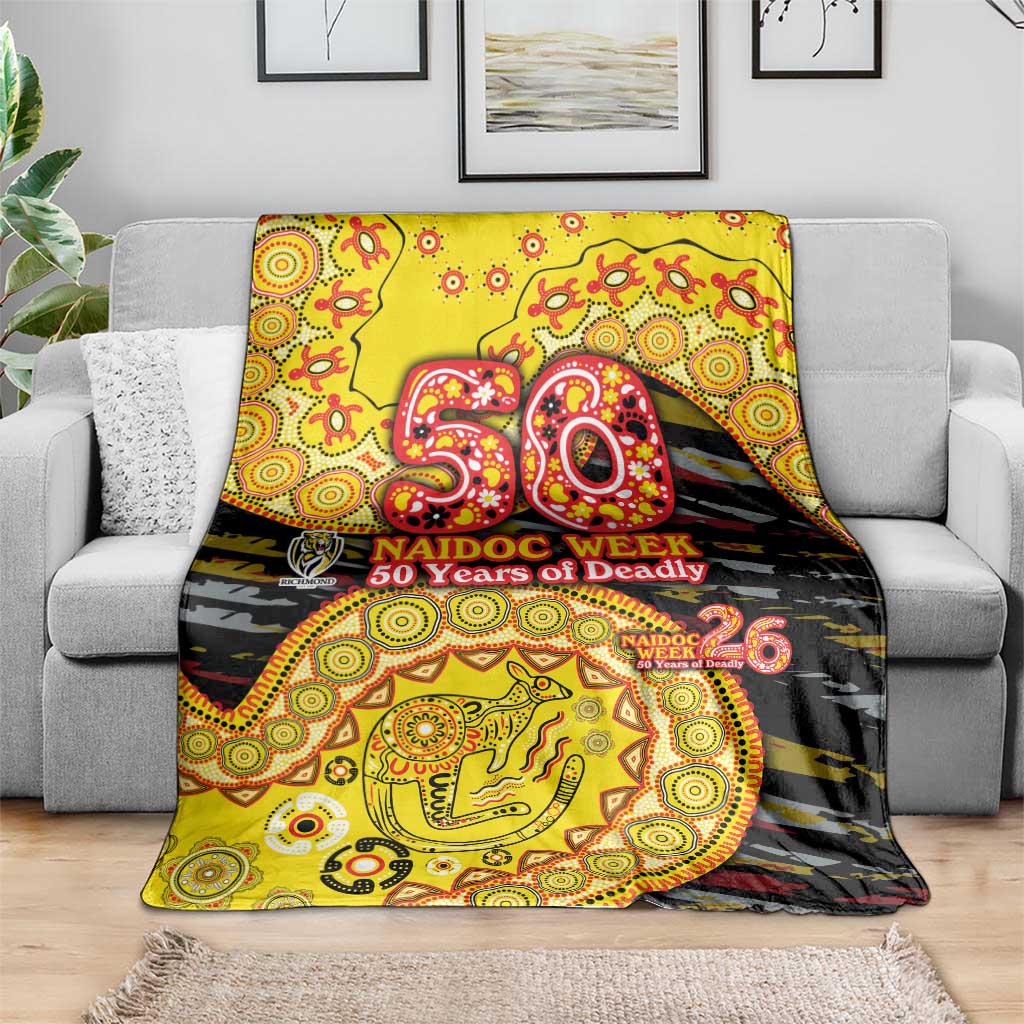 Richmond Tigers NAIDOC Week 2026 Blanket Australian Aboriginal Dot Art Dreamtime Pattern Style