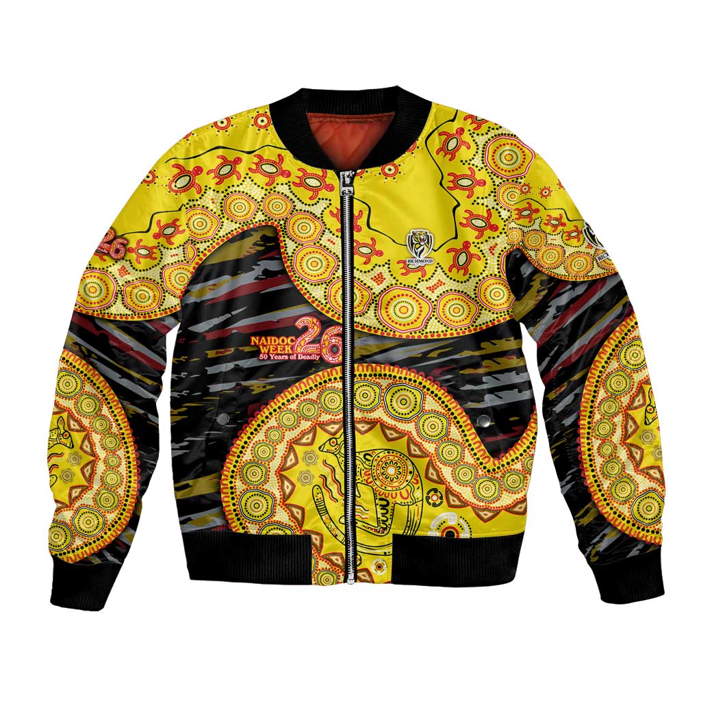 Richmond Tigers NAIDOC Week 2026 Bomber Jacket Australian Aboriginal Dot Art Dreamtime Pattern Style