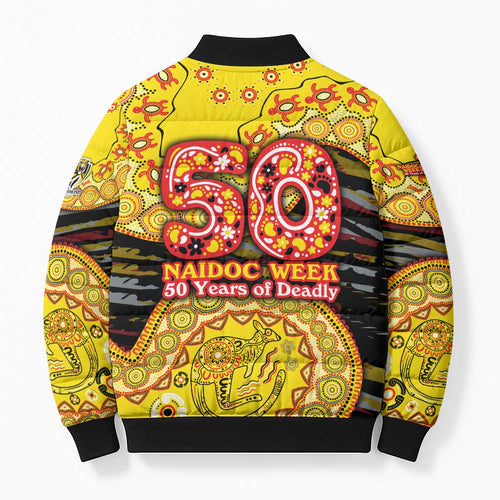 Richmond Tigers NAIDOC Week 2026 Bomber Puffer Jacket Australian Aboriginal Dot Art Dreamtime Pattern Style