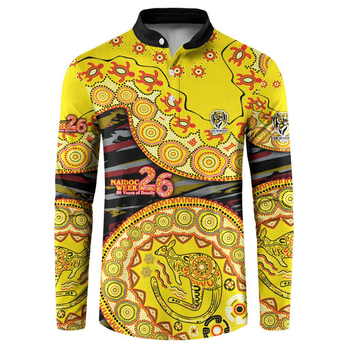 Richmond Tigers NAIDOC Week 2026 Button Sweatshirt Australian Aboriginal Dot Art Dreamtime Pattern Style