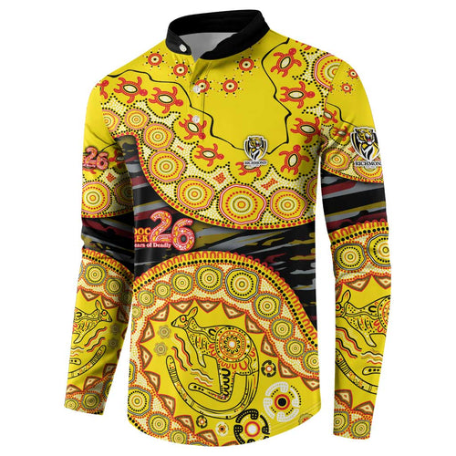 Richmond Tigers NAIDOC Week 2026 Button Sweatshirt Australian Aboriginal Dot Art Dreamtime Pattern Style