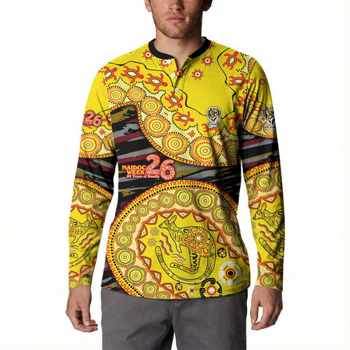 Richmond Tigers NAIDOC Week 2026 Button Sweatshirt Australian Aboriginal Dot Art Dreamtime Pattern Style