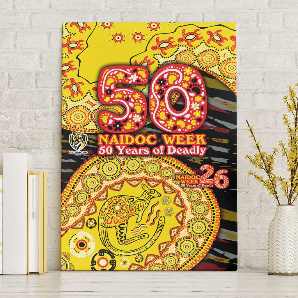 Richmond Tigers NAIDOC Week 2026 Canvas Wall Art Australian Aboriginal Dot Art Dreamtime Pattern Style