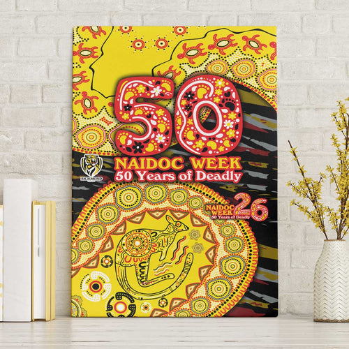 Richmond Tigers NAIDOC Week 2026 Canvas Wall Art Australian Aboriginal Dot Art Dreamtime Pattern Style