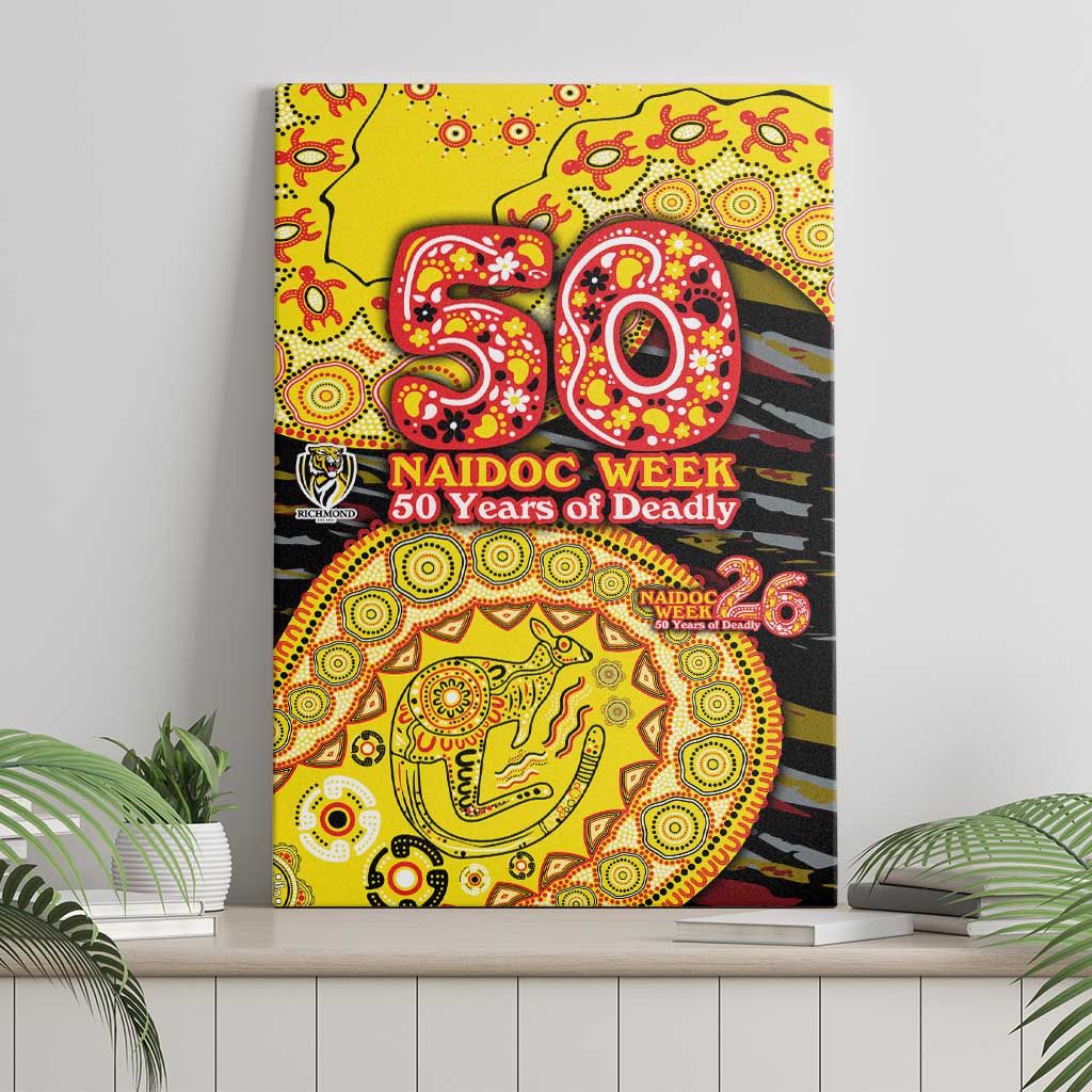 Richmond Tigers NAIDOC Week 2026 Canvas Wall Art Australian Aboriginal Dot Art Dreamtime Pattern Style