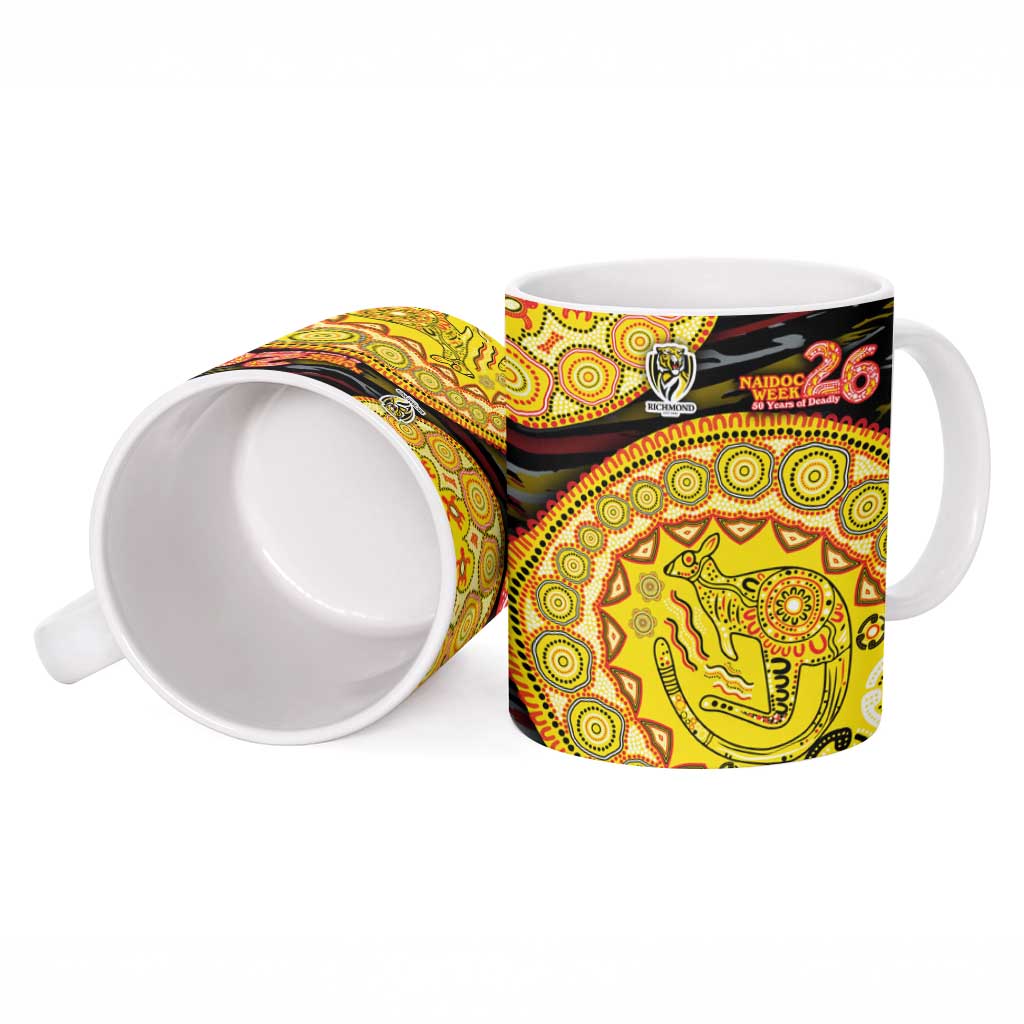 Richmond Tigers NAIDOC Week 2026 Ceramic Mug Australian Aboriginal Dot Art Dreamtime Pattern Style