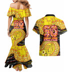 Richmond Tigers NAIDOC Week 2026 Couples Matching Mermaid Dress and Hawaiian Shirt Australian Aboriginal Dot Art Dreamtime Pattern Style