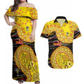 Richmond Tigers NAIDOC Week 2026 Couples Matching Off Shoulder Maxi Dress and Hawaiian Shirt Australian Aboriginal Dot Art Dreamtime Pattern Style