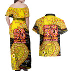 Richmond Tigers NAIDOC Week 2026 Couples Matching Off Shoulder Maxi Dress and Hawaiian Shirt Australian Aboriginal Dot Art Dreamtime Pattern Style